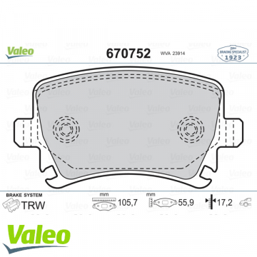 ARKA BALATA PASSAT-CC-CADDY-GOLF5-GOLF6-JETTA-A3-A6-LEON-OCTAVIA-SUPERB 04 GDB1622 Marka : VALEO