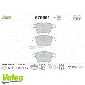 ÖN BALATA FİŞLİ TRANSPORTER T5 16 JANT YM KALIN 03 Marka : VALEO