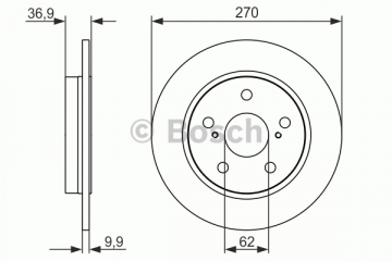 ARKA FREN AYNASI AURIS-COROLLA- 1.4VVTi-1.6VVTi-1.4 D4D-2.0 D4D-2.2D 03/07 270x10x5DL 0986479519 Marka : BOSCH