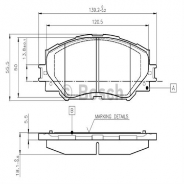 ÖN BALATA COROLLA 1.6 09 1.8 07 -AURIS 1.4 1.6 VTI 07 1.8 VVTI-RAV4 III 06 0986TB3082 Marka : BOSCH