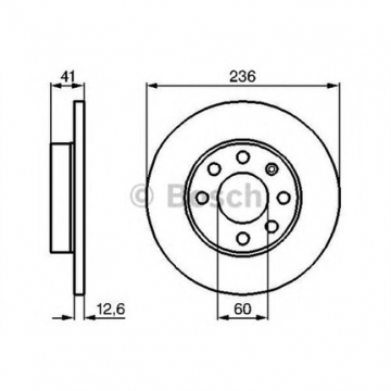 ÖN FREN AYNASI CORSA A-B-ASTRA F-VECTRA A-ASCONA C-KADETT D-E 236x12.6x6DL Marka : BOSCH
