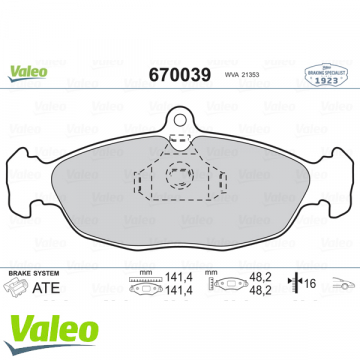 ÖN BALATA ASTRA F-CORSA A B -VECTRA A -TIGRA- 94-00 COMBO 1.4-1.6i-1.7 D 92-00 Marka : VALEO