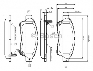ÖN BALATA COROLLA 92-97 CARINA 93-97 RAV4 2.0 94-00 CAMRY 2.2 92-01 0986TB2222 Marka : BOSCH
