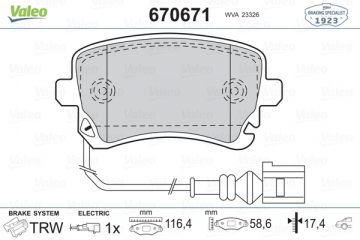 ARKA BALATA TRANSPORTER T5 T6 04 GDB1557 FİŞLİ Marka : VALEO