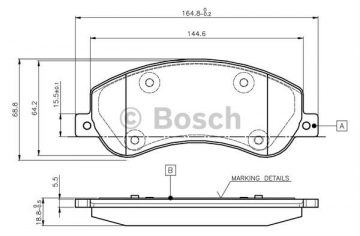 ÖN BALATA VW AMAROK 2.0 10 TRANSİT V184- V347 2.2 2.4 3.2 TDCI 07.06 11 FİŞLİ 0986TB2951 Marka : BOSCH
