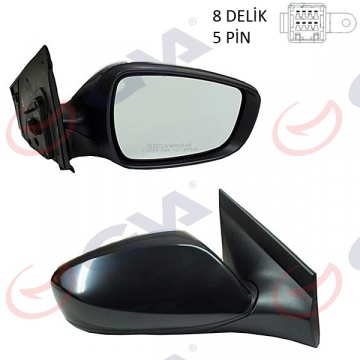 DIŞ DİKİZ AYNASI ELEKTRİKLİ SAĞ ACCENT BLUE-İ25 12 5PIN ISITMALI KONVEKS CAM VM-6451ER Marka : GVA
