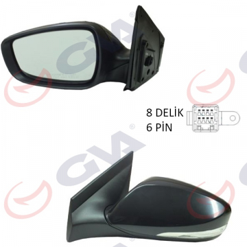 DIŞ DİKİZ AYNASI ELEKTRİKLİ SOL ACCENT BLUE-İ25 12 6PIN SİNYALLİ ISITMALI DÜZ CAM VM-6451NEHL Marka : GVA