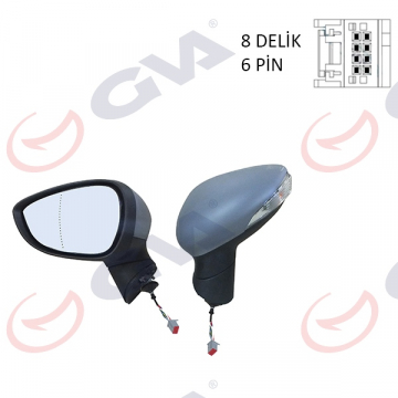 DIŞ DİKİZ AYNASI ELEKTRİKLİ ISITMALI SOL FIESTA 08 SİNYALLİ-ASTARLI-ASFERİKLİ CAM VM-6313EHPAL Marka : GVA