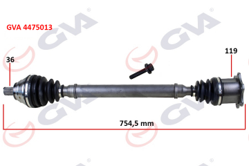 KOMPLE AKS SAĞ CADDY-GOLF5-JETTA-PASSAT 1.9-2.0 TDİ 03-09 754.5mm Marka : GVA