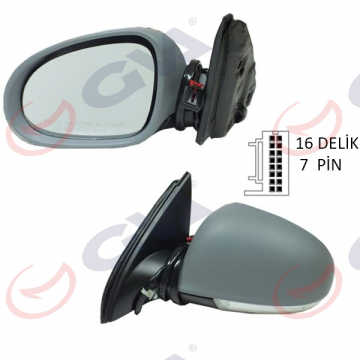DIŞ DİKİZ AYNASI ELEKTRİKLİ SOL JETTA 04 GOLF V 05 6 PİN SİNYALLİ ASFERİK ASTARLI VM-381EHPAL Marka : GVA