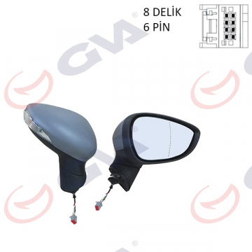 DIŞ DİKİZ AYNASI ELEKTRİKLİ ISITMALI SAĞ FIESTA 08 SİNYALLİ-ASTARLI-ASFERİKLİ CAM VM-6313EHPAR Marka : GVA