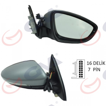 DIŞ DİKİZ AYNASI ELEKTRİKLİ SAĞ JETTA 11 SİNYALLİ ISITMALI ASTARLI KONVEKS VM-6381EHPR Marka : GVA