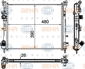 RADYATÖR CLIO II-SYMBOL II 1.5DCI AC MEK 480x390x26 Marka : BEHR