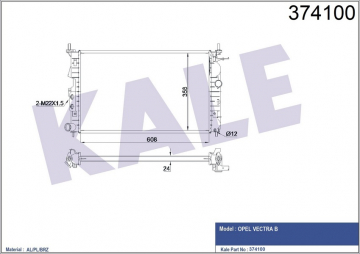 RADYATÖR VECTRA B AC KLİMASIZ MEK OTOM 607x378x24 Marka : KALE