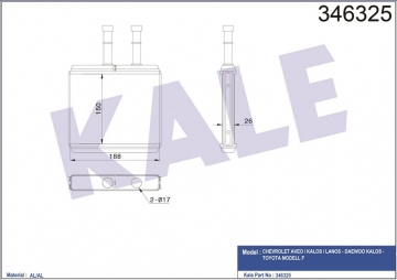 KALORİFER RADYATÖRÜ BRAZİNG DAEWOO KALOS 03 CHEVROLET AVEO 06 KALOS 05 151x192x26 Marka : KALE