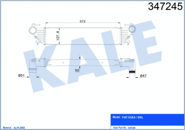 TURBO RADYATÖRÜ INTERCOOLER FIAT EGEA-FIAT 500L 1.3-1.6 JTD-1.4 Marka : KALE