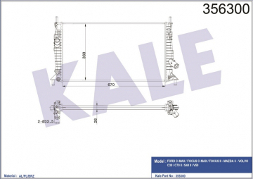 RADYATÖR FOCUS 1.6TDCI 03-10 670x368x26 AL-PL-BRZ Marka : KALE