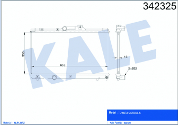 RADYATÖR TOYOTA COROLLA AE101 AL-PL-BRZ 1.3 -1.6 92-00 Marka : KALE