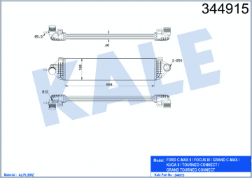 TURBO RADYATÖRÜ INTERCOOLER CMAX II 10 FOCUS III 13 KUGA II 13 TRANSİT CONNECT 13 1.6 AL/PL/BRZ Marka : KALE