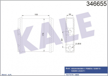 KALORİFER RADYATÖRÜ BRAZİNG NISSAN PRIMERA SUNNY OTOM/MEK 151x191x26 Marka : KALE