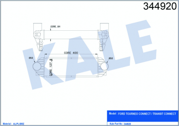 TURBO RADYATÖRÜ INTERCOOLER TRANSİT/TOURNEO CONNECT 1.8TDCİ 02-13 AL/PL/BRZ 400x130x65 Marka : KALE