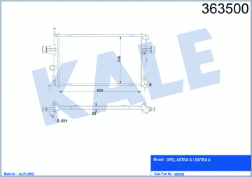 RADYATÖR ASTRA G-ZAFIRA A AL/PL/BRZ 600x348x26 Marka : KALE