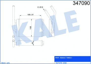 KALORİFER RADYATÖRÜ TWNG 1.2İ 93 175X152X26 OTO.-MEK. Marka : KALE