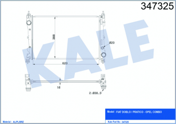RADYATÖR DOBLO 1.4-1.3 DMTJ 10 COMBO 1.3 CDTİ 12 MEKANİK AC /- 620x400x16 Marka : KALE