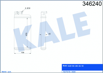 KALORİFER RADYATÖRÜ A6 94-97 MEK OTOM 273x141x32 Marka : KALE