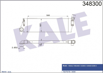 TURBO RADYATÖRÜ INTERCOOLER MGN II-SCENIC II 1.5DCI-1.9DCI AL-PL-BRZ 586x187x40 Marka : KALE