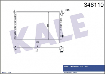 RADYATÖR DOBLO-DOBLO CARGO 1.4 10/05 1.6-1.9D 01 MEK AC AL/PL/BRZ Marka : KALE