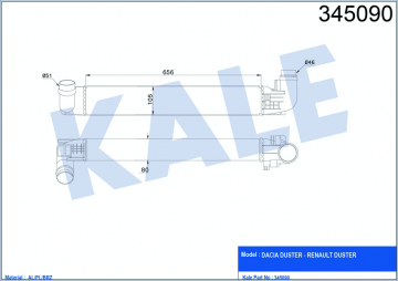 TURBO RADYATÖRÜ INTERCOOLER DACIA DUSTER 1.5DCİ 10 AL/PL/BRZ Marka : KALE