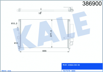 KLİMA KONDENSERİ CIVIC VIII AL/AL 653x378x16 Marka : KALE