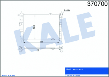 RADYATÖR ASTRA F AL/PL/BRZ 535x368x22 Marka : KALE