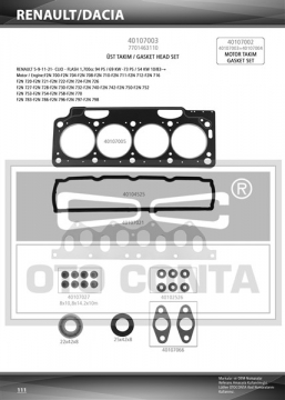ÜST TAKIM CONTASI R11 FLASH 1700cc KEÇELİ SKC 1.40mm SUBAP LASTİKLİ Marka : OTOCONTA