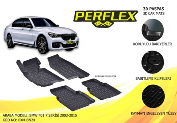 PERFLEX 3D X-MAT HAVUZLU PASPAS ÇEŞİTLERİ SİYAH BMW F01 7 SERİSİ 2003-2015 3D X-MAT 5 PCS Marka : PERFLEX