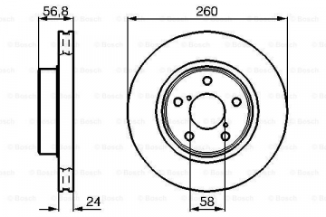 FREN DİSKİ. ÖN. 260 / 24-22 MM . HAVA KANALLI Marka : BOSCH