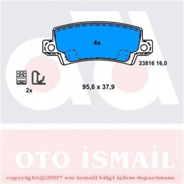 0986TB2416 ARKA BALATA COROLLA 1.4 1.6 1.4VVTİ 1.6VVTİ 1.8 VVTİ-1.4 D4D 04-07 2.0D4D 02-07 Marka : BOSCH