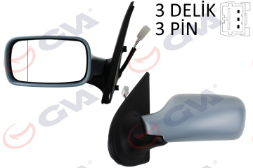 DIŞ DİKİZ AYNASI SOL PALIO 98 ELEKTRİKLİ ISITMALI ASTARLI KONVEKS 3 FİŞ VM-155EP-5DL Marka : GVA