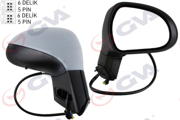 DIŞ DİKİZ AYNASI SAĞ 207 06 ELEKTRİKLİ ISITMALI SİNYALLİ KATLANIR SENSÖRLÜ ASTARLI KONVEKS VM-6207EBR Marka : GVA