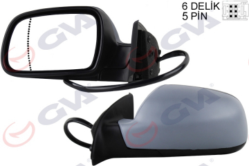 DIŞ DİKİZ AYNASI SOL 307 02 ELEKTRİKLİ ISITMALI ASTARLI ASFERİK 5 FİŞ VM-207EHPAL Marka : GVA