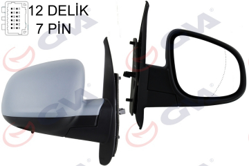 DIŞ DİKİZ AYNASI SAĞ KANGOO-CITAN 13 ELEKTRİKLİ ISITMALI SENSÖRLÜ ASTARLI ASFERİK 7 FİŞ VM-6132EHPASR Marka : GVA