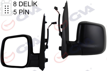 DIŞ DİKİZ AYNASI SOL FIORINO-BIPPER-NEMO 07 ELEKTRİKLİ ISITMALI KONVEKS 5 FİŞ VM-6115EHL Marka : GVA