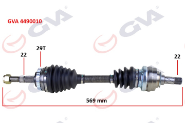 KOMPLE AKS SOL CORSA B 1.2i 16V 93-00 ABS Lİ 569mm 29DİŞ Marka : GVA