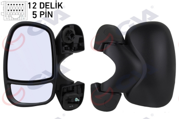DIŞ DİKİZ AYNASI SOL TRAFIC-VİVARO 01 ELEKTRİKLİ ISITMALI SENSÖRLÜ KONVEKS 5 FİŞ VM-967EHL Marka : GVA