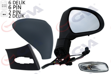 DIŞ DİKİZ AYNASI SAĞ 308 07 ELEKTRİKLİ ISITMALI SİNYALLİ ASTARLI KONVENKS VM-6308EHPL Marka : GVA