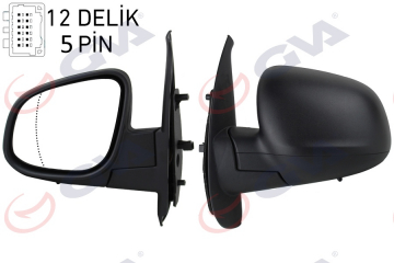 DIŞ DİKİZ AYNASI SOL KANGOO-CITAN 13 ELEKTRİKLİ ISITMALI DESENLİ ASFERİK 5 FİŞ VM-6132EHAL Marka : GVA