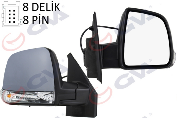 DIŞ DİKİZ AYNASI SAĞ DOBLO 11 ELEKTRİKLİ SİNYALLİ ASTARLI TEK CAM SENSÖRLÜ KONVEKS 8 FİŞ VM-668EHPSR Marka : GVA