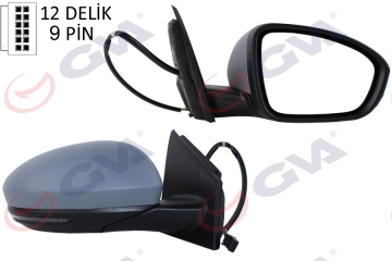 DIŞ DİKİZ AYNASI SAĞ MEGANE 15 ELEKTRİKLİ ISITMALI SİNYALLİ SENSÖRLÜ ASTARLI KONVEKS VM-6142EHPSR Marka : GVA