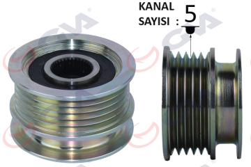 ALTERNATÖR KASNAĞI RULMANLI MEGANE-CLIO II-KANGOO-TWNG-SYMBOL II 01- 5 KANALLI K9K-K4M Marka : GVA